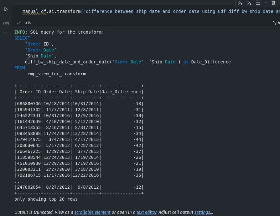 UDFs creation using AI